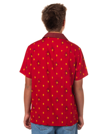 Harry Potter Hawaiian Shirt Men's Gryffindor Button Up Woven Top