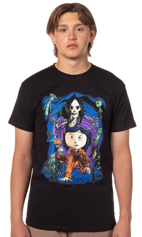 Coraline Men's Spiral Tunnel Character Graphic Print Adult T-Shirt