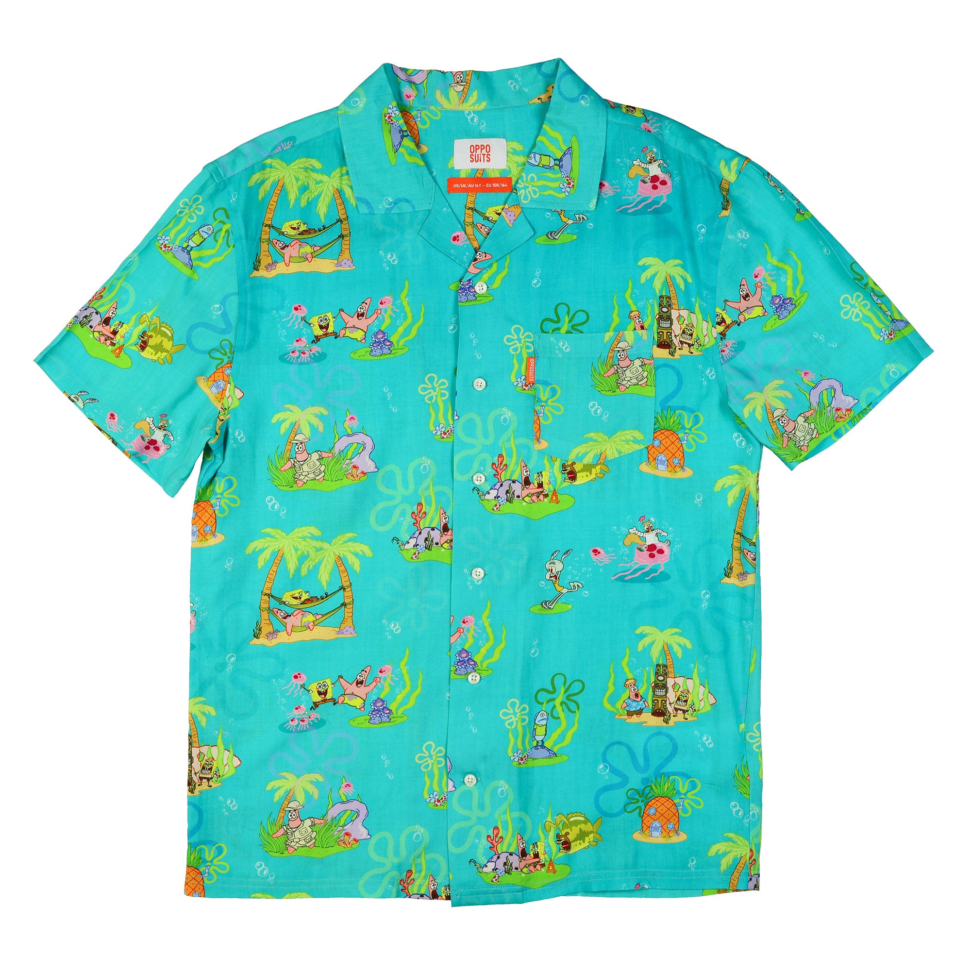 SpongeBob SquarePants Hawaiian Shirt Chill'n Boy's Woven Button Up Top
