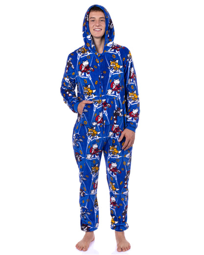 Sonic The Hedgehog Union Suit Character Design Adult Zip-Up Pajamas