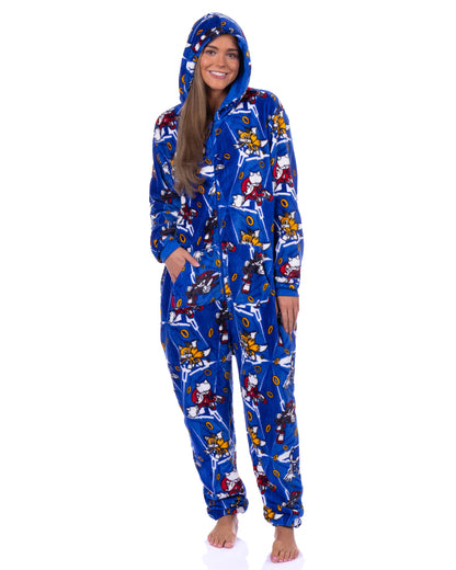 Sonic The Hedgehog Union Suit Character Design Adult Zip-Up Pajamas