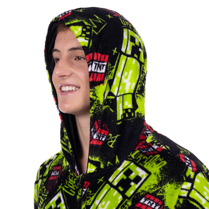 Minecraft Union Suit Creeper Design Adult Zip-Up Hooded Pajamas