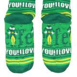 Elf Socks I Love You Fair Isle Sweater Knit Faux Shearling Lined No-Slip Slipper Socks