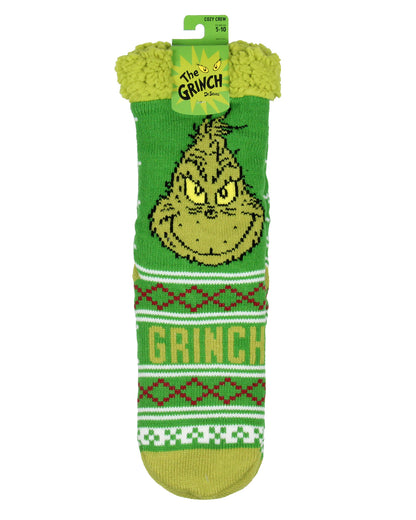 Dr. Seuss The Grinch Women's Grinch Fair Isle Knit Fleece Lined Crew Socks
