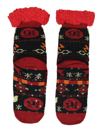 Harry Potter Women's Icons Knit Fleece Lined Slipper Crew Socks Shoe Size 5-10