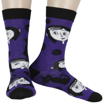 Coraline Movie s 2-Pack Casual Novelty Men's Crew Socks Shoe Size 8-12