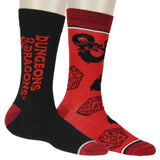 Dungeons and Dragons Men's 2 Pack Dice And Dragon Design Crew Sock