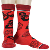 Dungeons and Dragons Men's 2 Pack Dice And Dragon Design Crew Sock