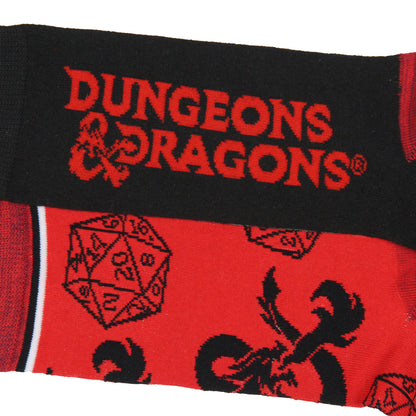 Dungeons and Dragons Men's 2 Pack Dice And Dragon Design Crew Sock