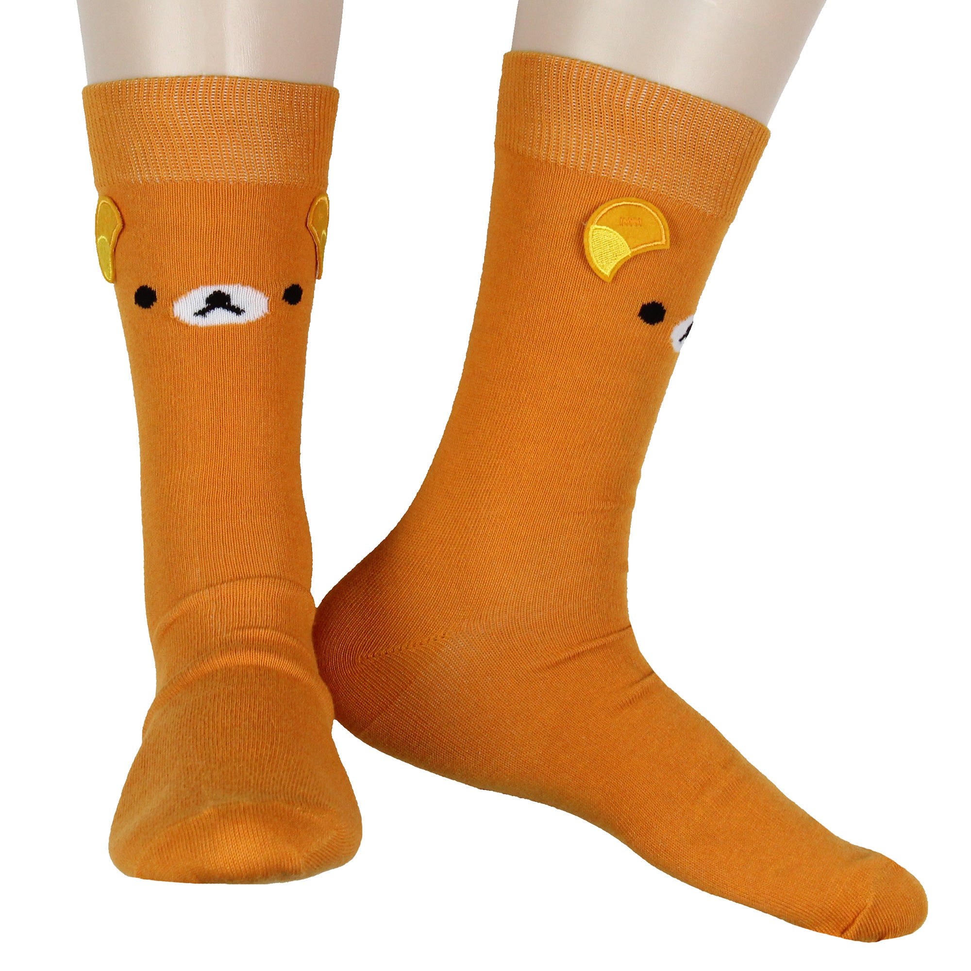 Rilakkuma Men's Face Design with 3D Ears Mid-Calf Crew Socks Shoe Sizes 8-12