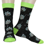 Rick And Morty Head Toss Casual Novelty 2 Pair Men's Crew Socks Shoe Size 8-12