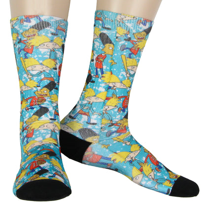 Hey Arnold! Cartoon Arnold and Gerald Men's Sublimated Crew Socks