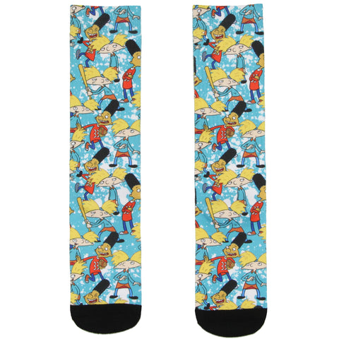 Hey Arnold! Cartoon Arnold and Gerald Men's Sublimated Crew Socks