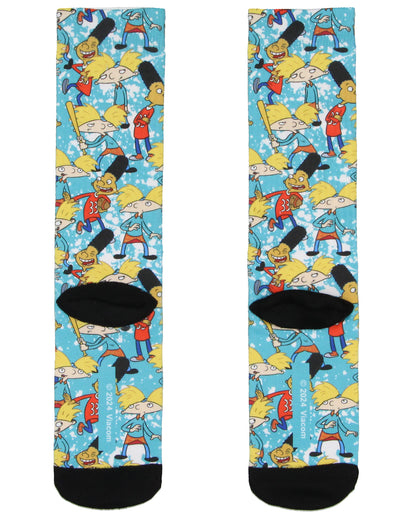 Hey Arnold! Cartoon Arnold and Gerald Men's Sublimated Crew Socks