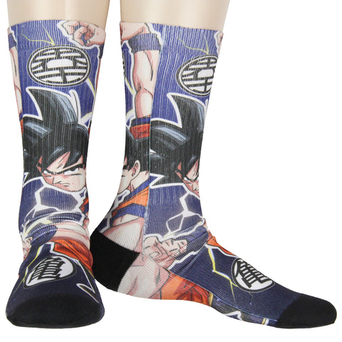 Dragon Ball Z Men's Goku Fighting Stance Design Sublimated Mid-Rise Crew Socks