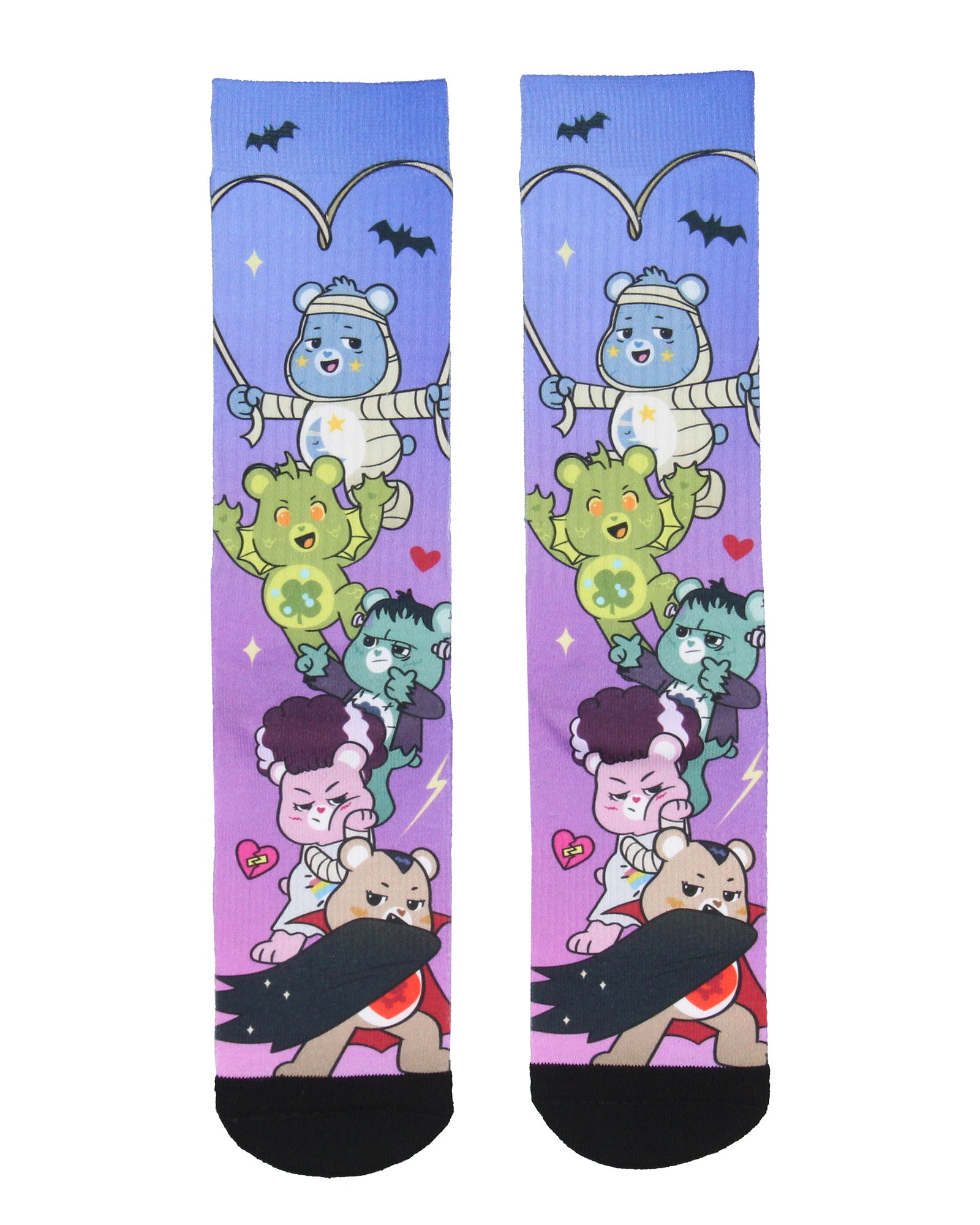 Care Bears X Universal Monsters Socks Men's Horror Film Sublimated Crew Socks - Seven Times Six