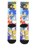 Sonic The Hedgehog Men's Socks Character Collage Sublimated Design Crew Socks