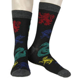 Harry Potter Men's House Mascot and Hedwig Designs 2 Pack Crew Socks