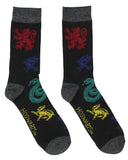 Harry Potter Men's House Mascot and Hedwig Designs 2 Pack Crew Socks