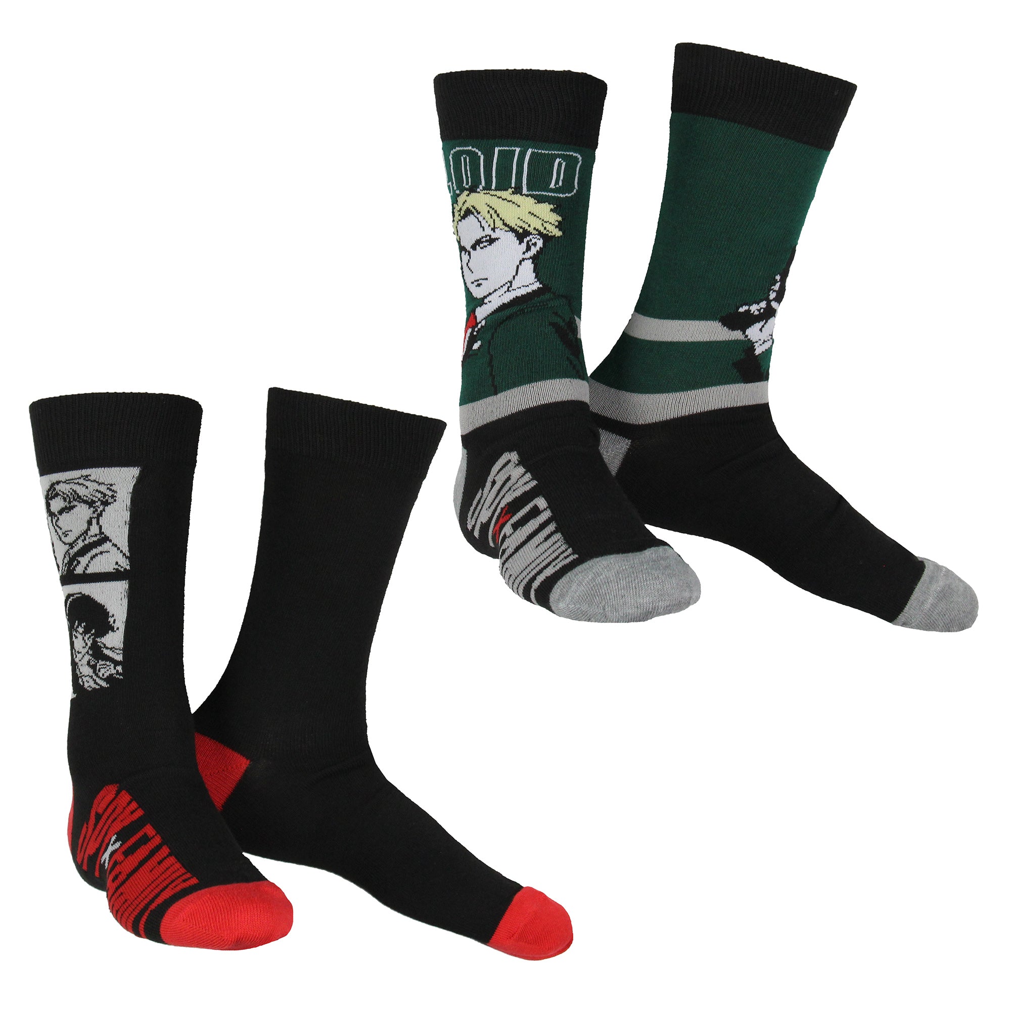 Spy x Family Men's Loid 2-Pack Manga Anime Mid-Calf Crew Socks