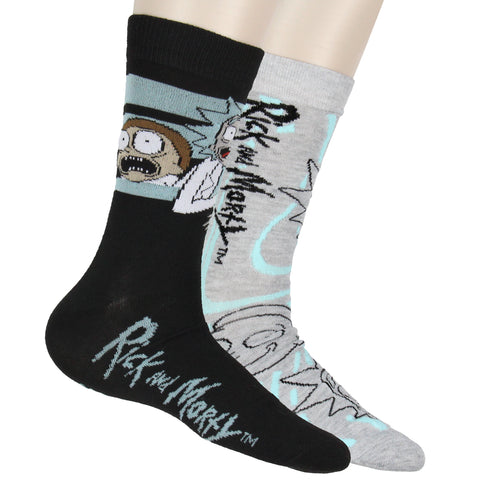 Adult Swim Men's Rick & Morty Character Panic Face Knit Crew Sock 2 Pair