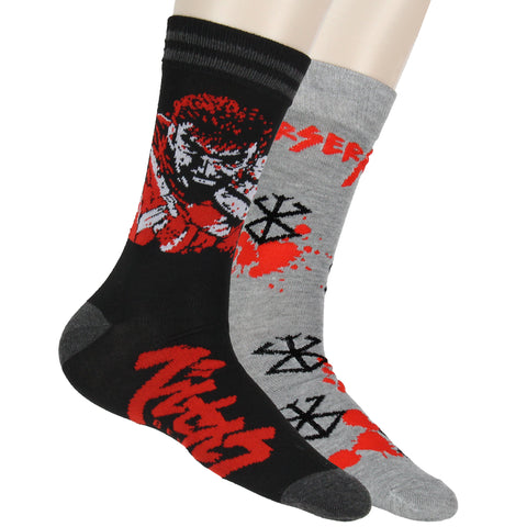 Berserk Men's Guts Symbol Anime Manga Knit Crew Socks 2 Pair