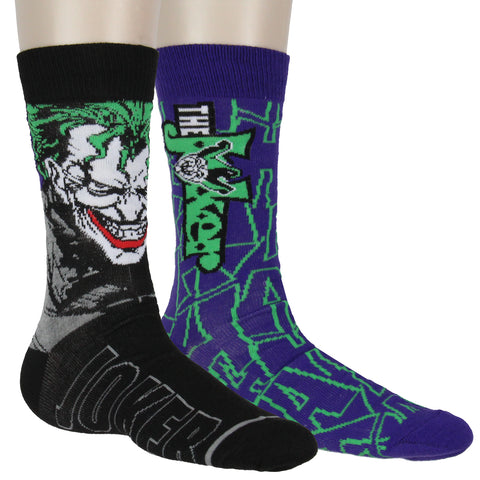 DC Comics Men's The Joker 2-Pack Mid-Calf Crew Socks Shoe Size 8-12