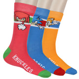 Sonic The Hedgehog Socks Men's 3 Pair Crew Socks Sonic Tails and Knuckles