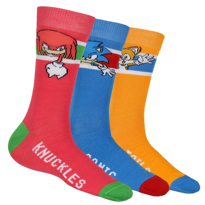 Sonic The Hedgehog Socks Men's 3 Pair Crew Socks Sonic Tails and Knuckles