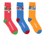 Sonic The Hedgehog Socks Men's 3 Pair Crew Socks Sonic Tails and Knuckles