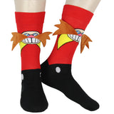 Sonic The Hedgehog Men's Classic Eggman Face with 3D Faux Fur Mustache Crew Sock