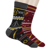 Harry Potter Men's Hogwarts and Quidditch 2 Pack Mid-Calf Crew Socks