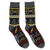 Harry Potter Men's Hogwarts and Quidditch 2 Pack Mid-Calf Crew Socks