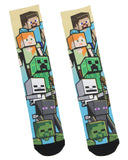 Minecraft Men's Mixed Characters Art On Sublimated Crew Sock