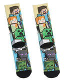 Minecraft Men's Mixed Characters Art On Sublimated Crew Sock