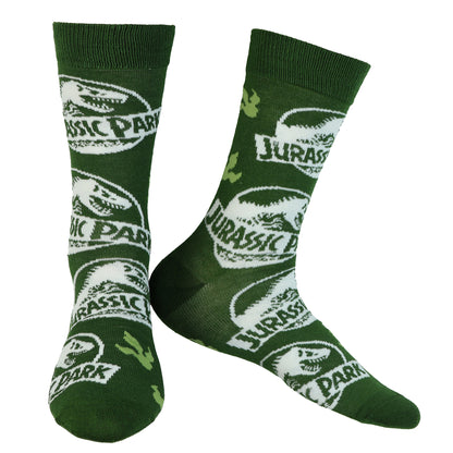 Jurassic Park Socks Men's Dinosaur T Rex Logo Crew Sock 4 Pair OSFM