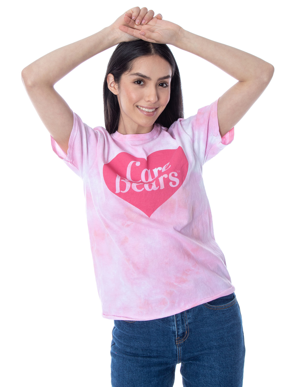 Care Bears Women's Classic Heart Symbol TIe-Dye Skimmer Crop Top T-Shirt