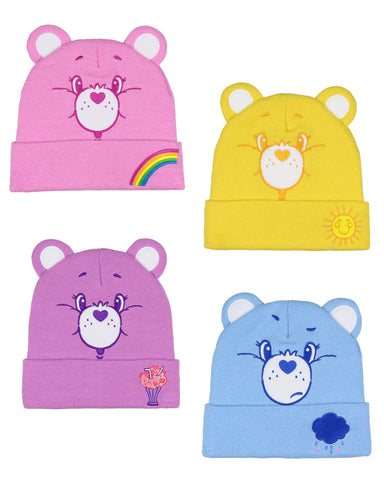 Care Bears Embroidered Face and Belly Badges Cuff Knit Beanie