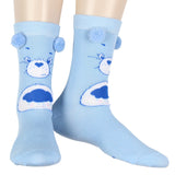 Care Bears Socks Women's Grumpy Bear Design Pom-Pom Crew Socks Size 9-11