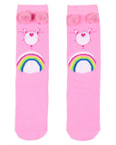 Care Bears Socks Women's Cheer Bear Design Pom-Pom Crew Socks Size 9-11