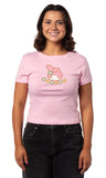 Sanrio My Melody Character Flower Design Short Sleeve Cropped T-Shirt