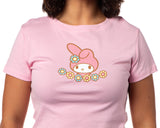 Sanrio My Melody Character Flower Design Short Sleeve Cropped T-Shirt