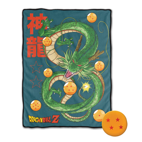 Dragon Ball Z Blanket Shenron Allover Design Throw with Dragon Ball Pillow