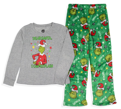 Dr. Seuss GRINCH Boys' Dear Santa, I Can Explain Kids Sleep Set