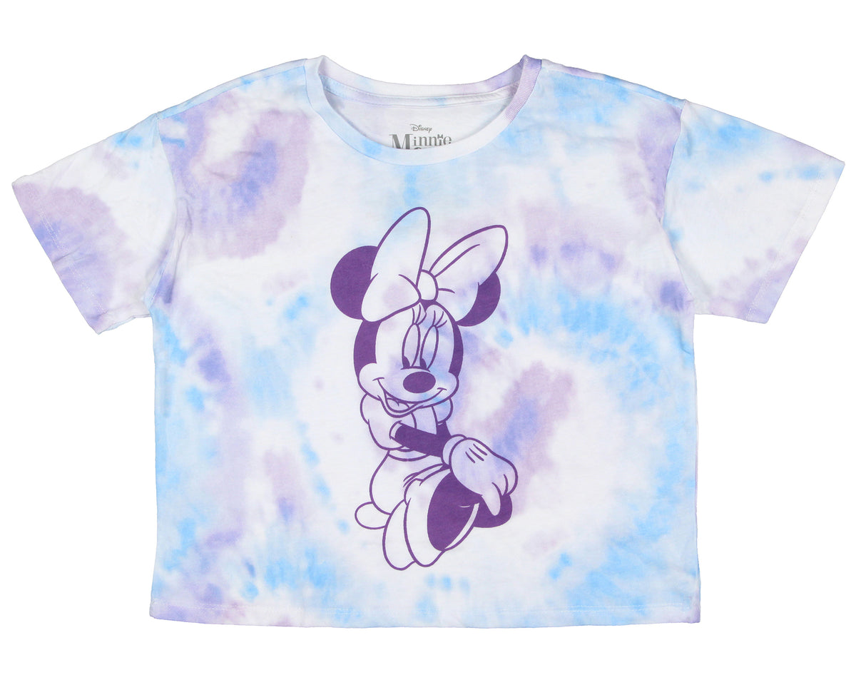 Disney Girl's Minnie Mouse Elegantly Sitting Tie-Dye Cropped T-Shirt