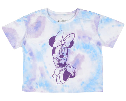Disney Girl's Minnie Mouse Elegantly Sitting Tie-Dye Cropped T-Shirt