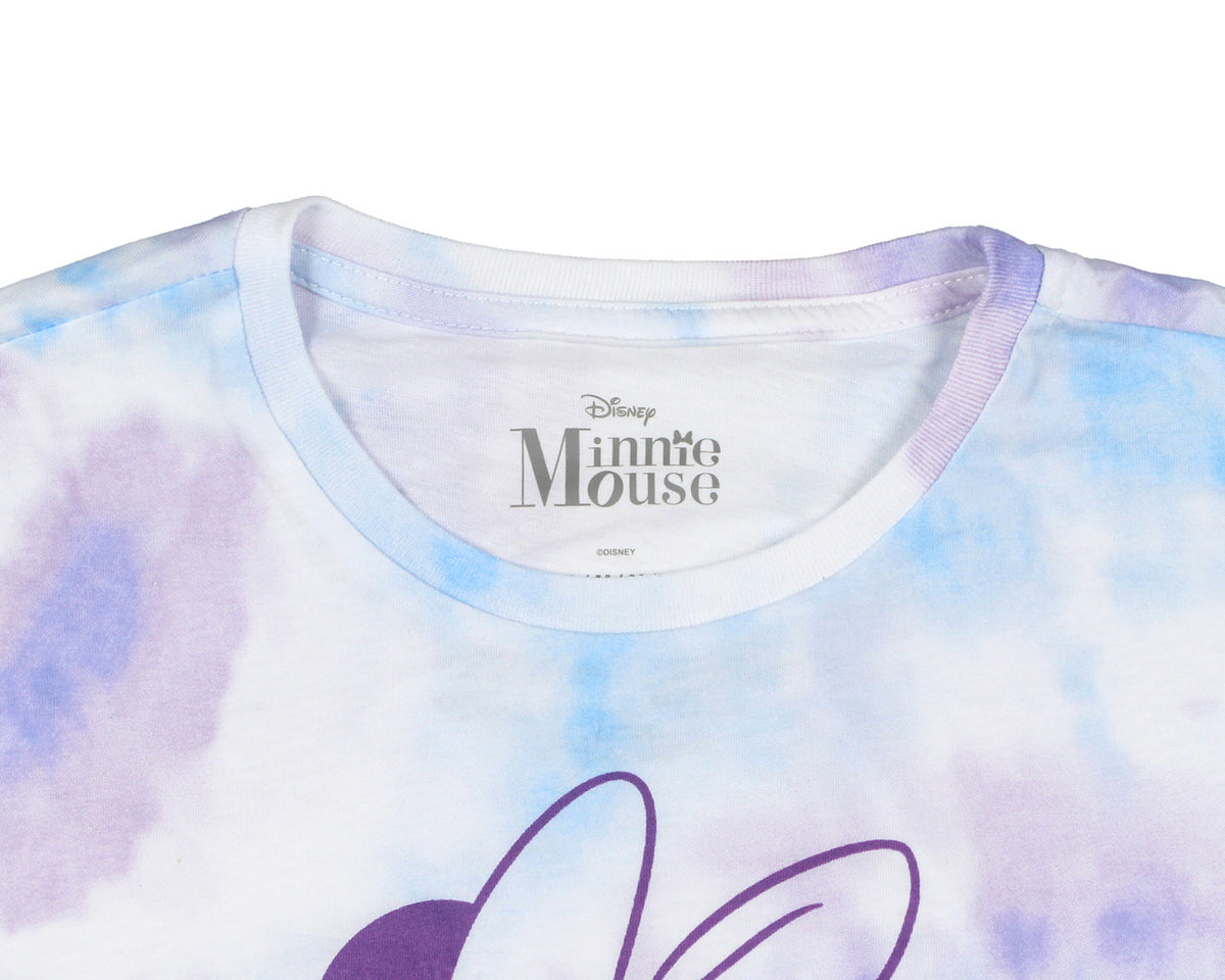 Disney Girl's Minnie Mouse Elegantly Sitting Tie-Dye Cropped T-Shirt