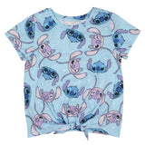 Disney Girls' Stitch and Angel Headshots All Over Print Graphic Print T-Shirt