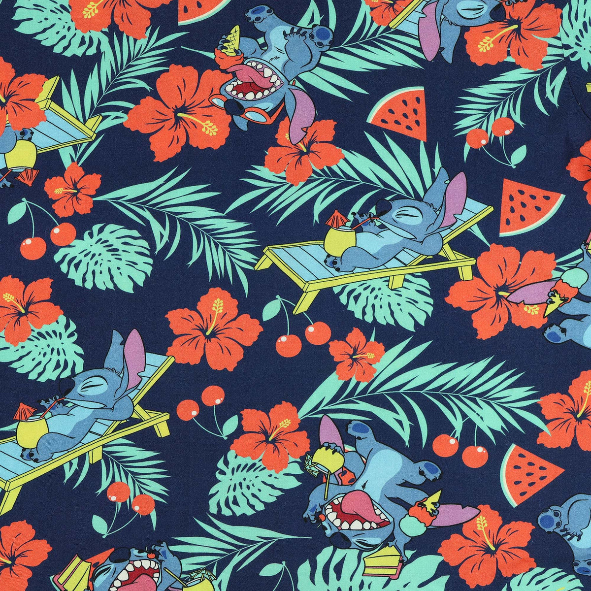 Disney Lilo and Stitch Men's Hawaiian Shirt Tropical Party Button Up Top