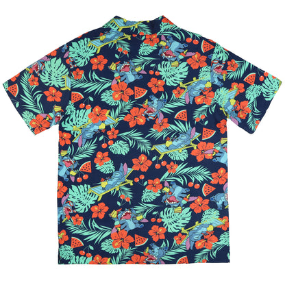 Disney Lilo and Stitch Men's Hawaiian Shirt Tropical Party Button Up Top